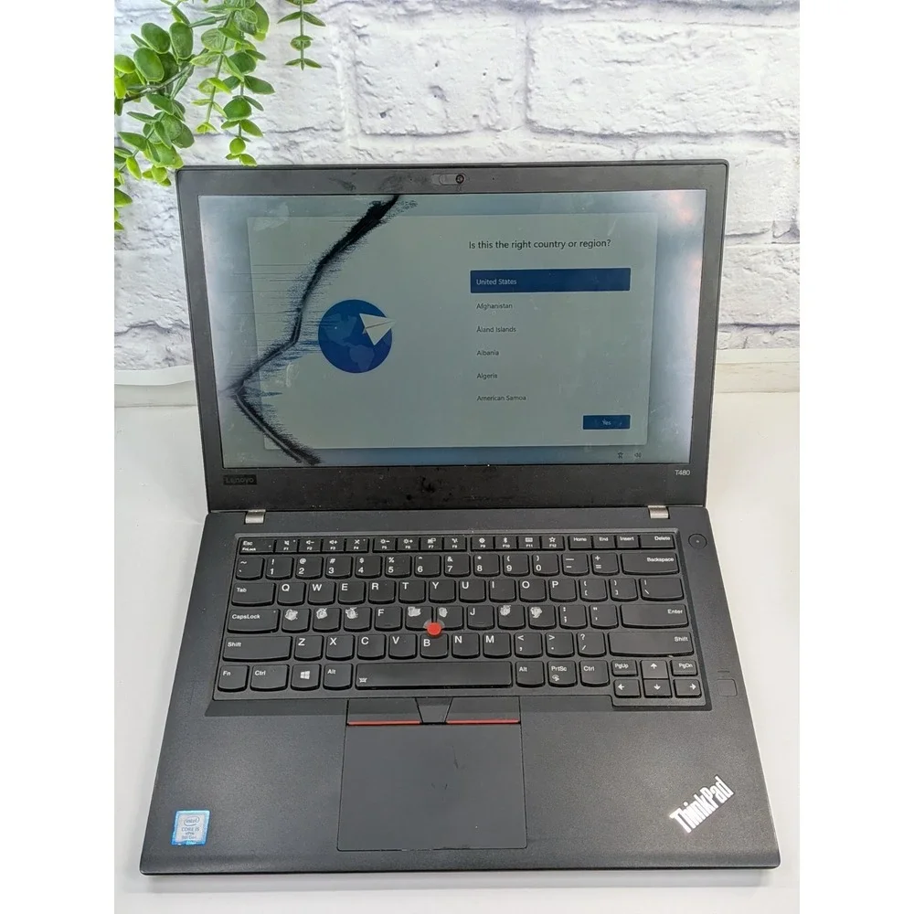 CRACKED SCREEN🚨Lenovo ThinkPad T480s /i5-8350U / 8GB RAM / 240GB SSD *BROKEN*